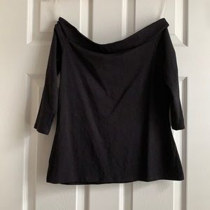 Off the shoulder, black top